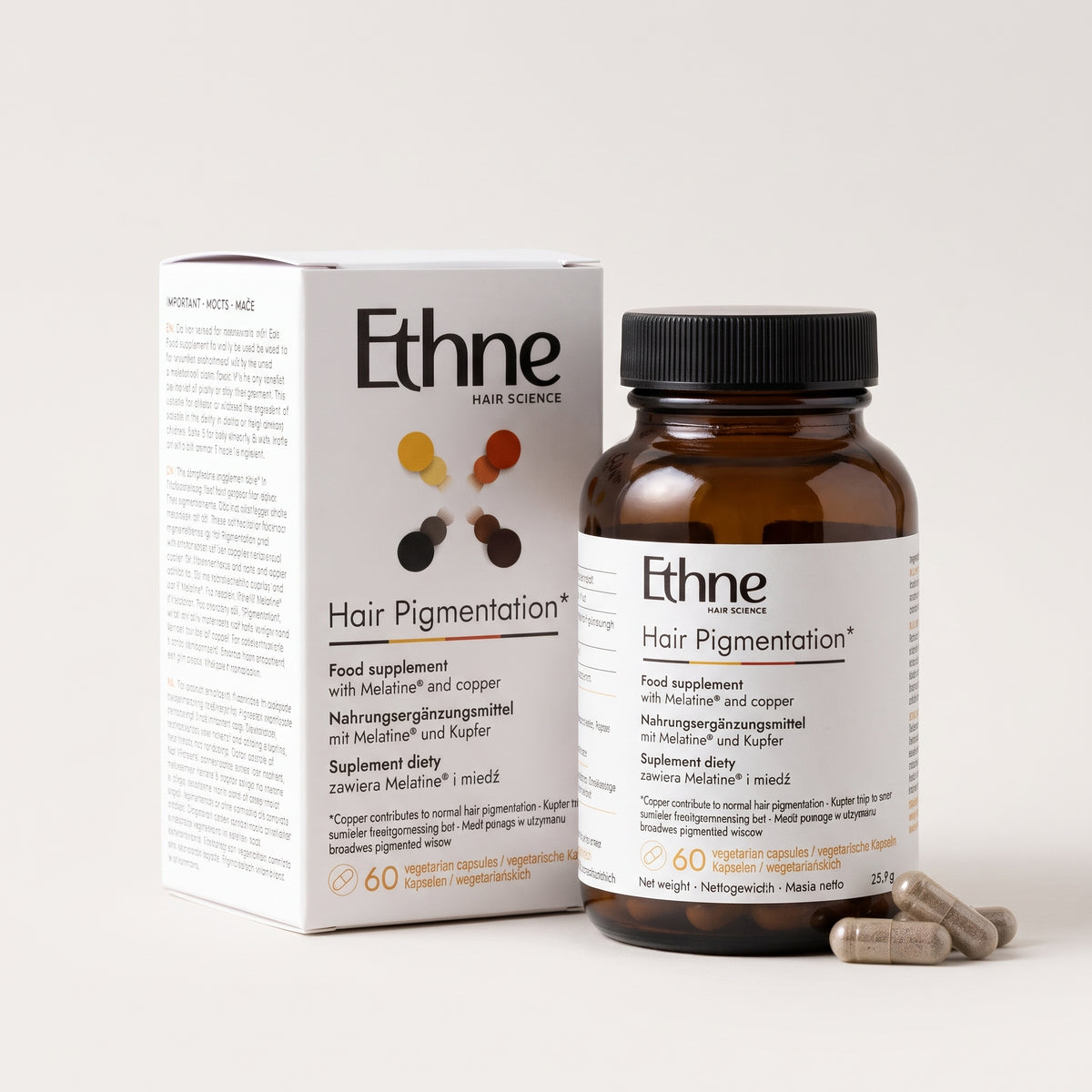 Ethne Hair Pigmentation – suplement diety z Melatine® i miedzią, 60 kapsułek