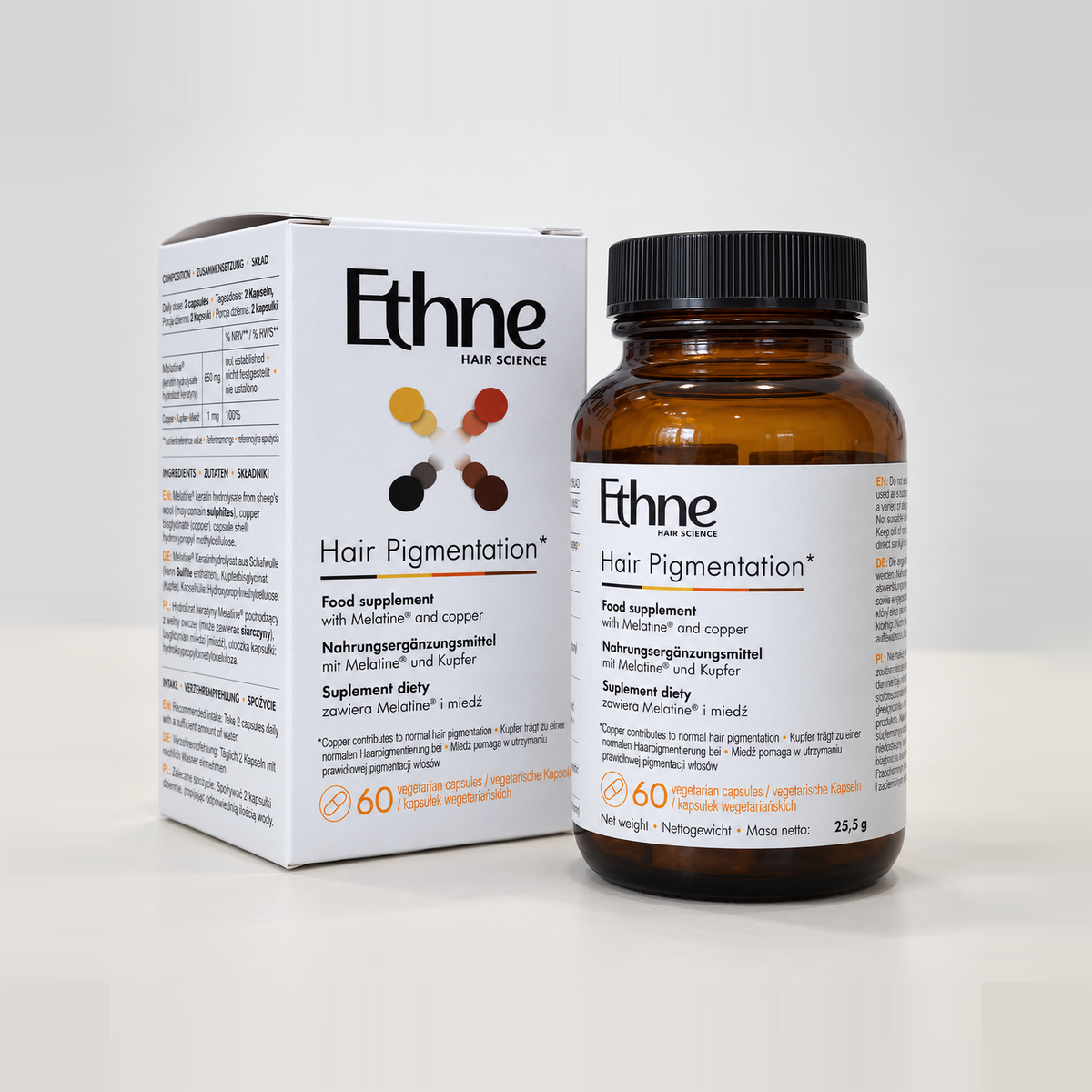 Ethne Hair Pigmentation – suplement diety z Melatine® i miedzią, 60 kapsułek
